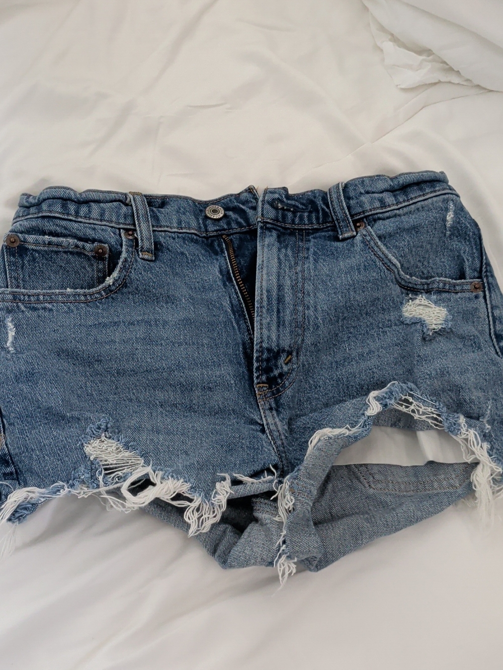 Abercrombie & Fitch Distressed Denim Shorts - Blue